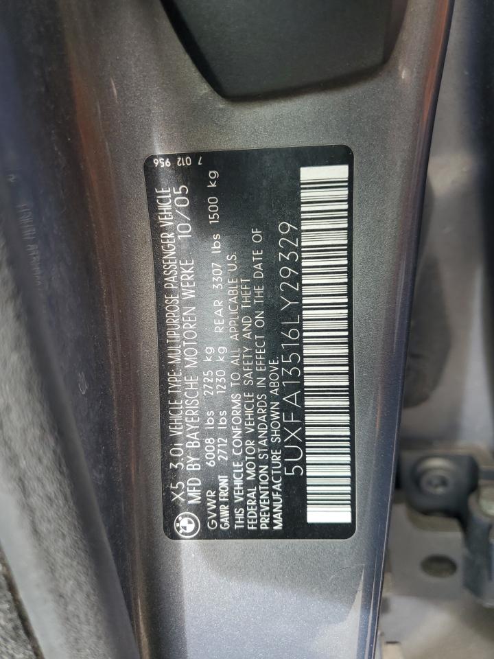 2006 BMW X5 3.0I VIN: 5UXFA13516LY29329 Lot: 81505885