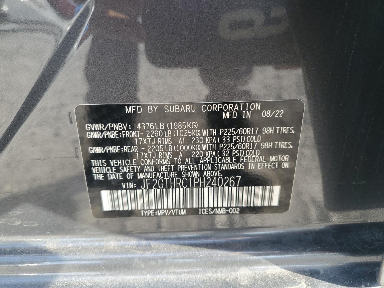 2023 Subaru Crosstrek Sport VIN: JF2GTHRC1PH240267 Lot: 84450855