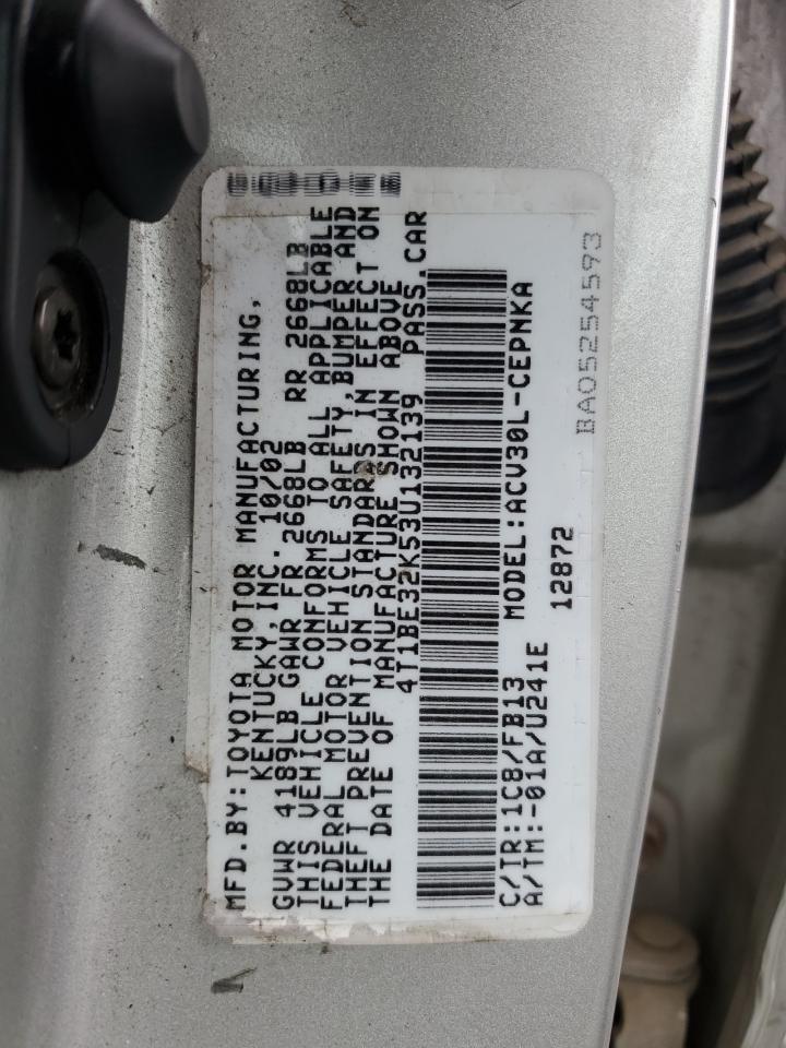 2003 Toyota Camry Le VIN: 4T1BE32K53U132139 Lot: 81138215