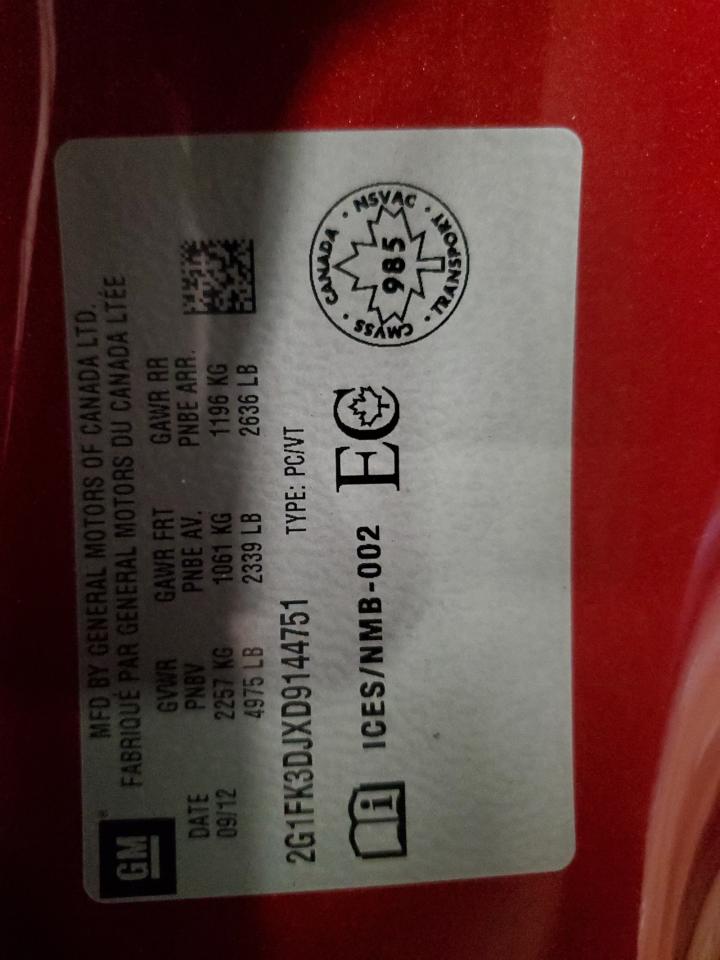 2013 Chevrolet Camaro 2Ss VIN: 2G1FK3DJXD9144751 Lot: 80293415