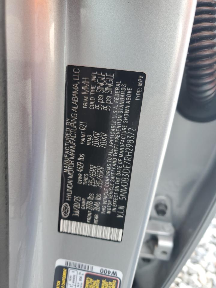 2024 Hyundai Tucson Sel VIN: 5NMJB3DE7RH298372 Lot: 71795245