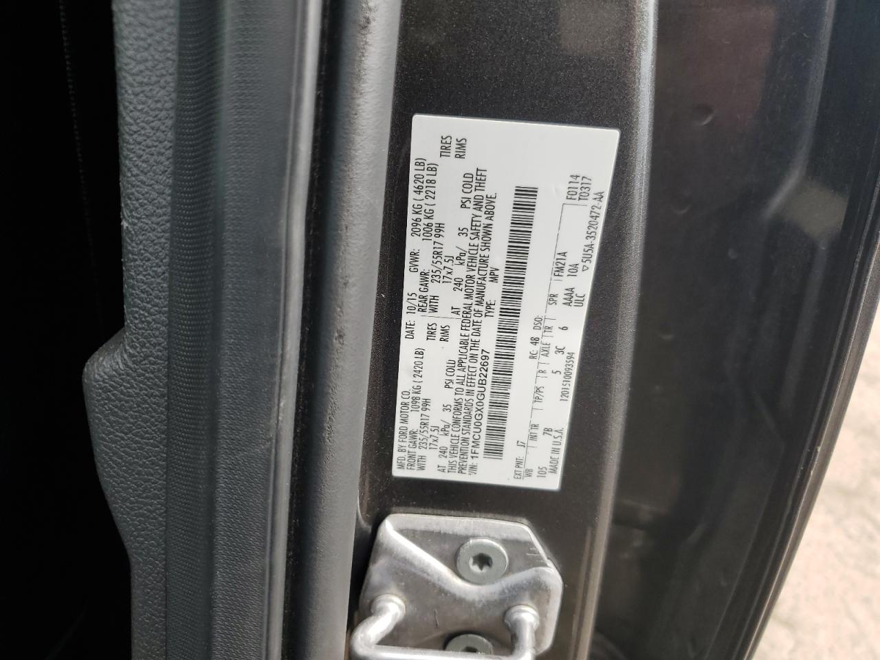 2016 Ford Escape Se VIN: 1FMCU0GX0GUB22697 Lot: 84032525