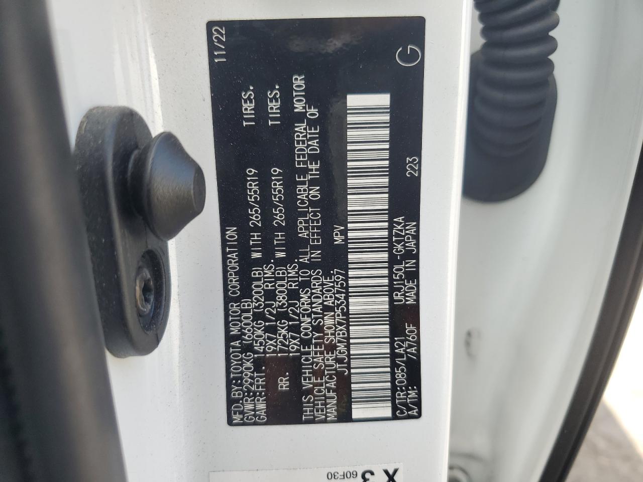 2023 Lexus Gx 460 Luxury VIN: JTJGM7BX7P5347597 Lot: 71519135