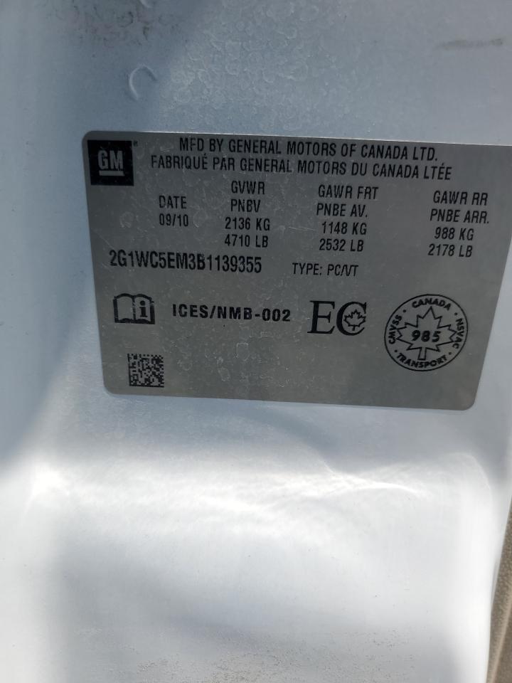 2011 Chevrolet Impala Ltz VIN: 2G1WC5EM3B1139355 Lot: 71603955