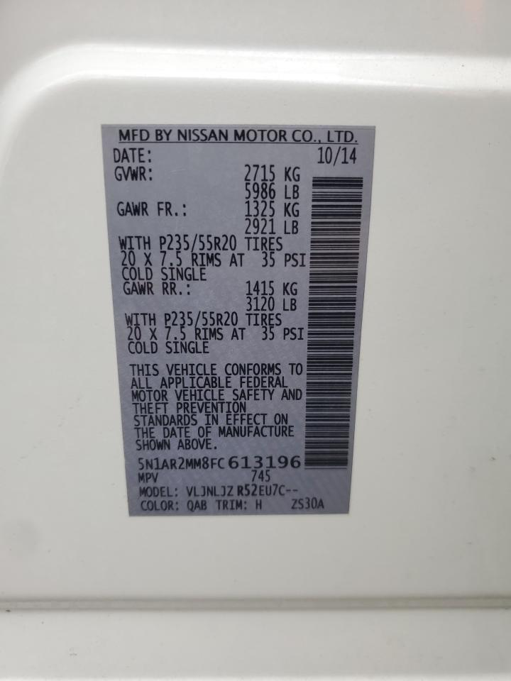 2015 Nissan Pathfinder S VIN: 5N1AR2MM8FC613196 Lot: 80797795