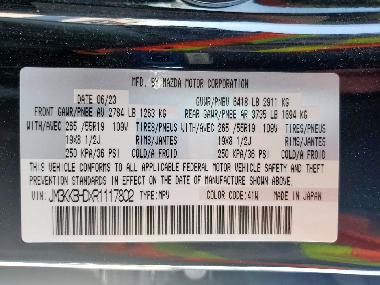 2024 Mazda Cx-90 Preferred VIN: JM3KKBHDXR1117802 Lot: 80384215