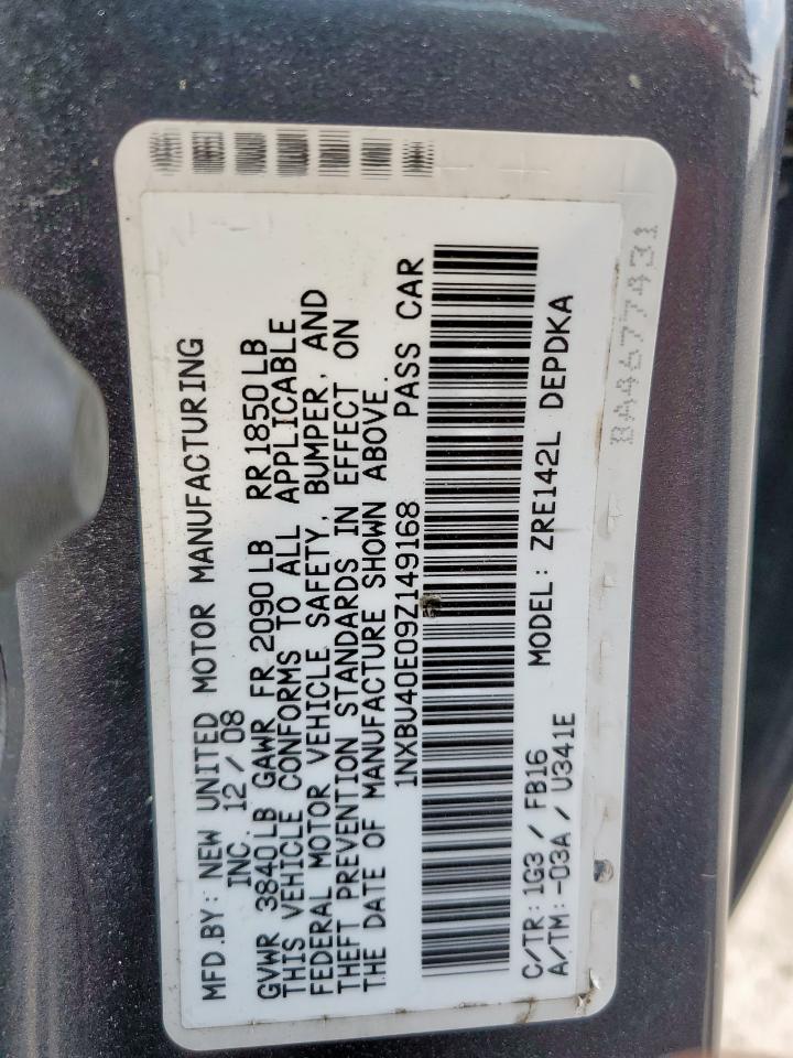 2009 Toyota Corolla Base VIN: 1NXBU40E09Z149168 Lot: 71698095