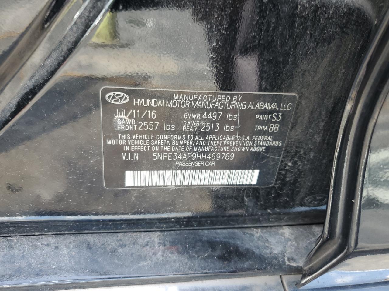 2017 Hyundai Sonata Sport VIN: 5NPE34AF9HH469769 Lot: 81443025