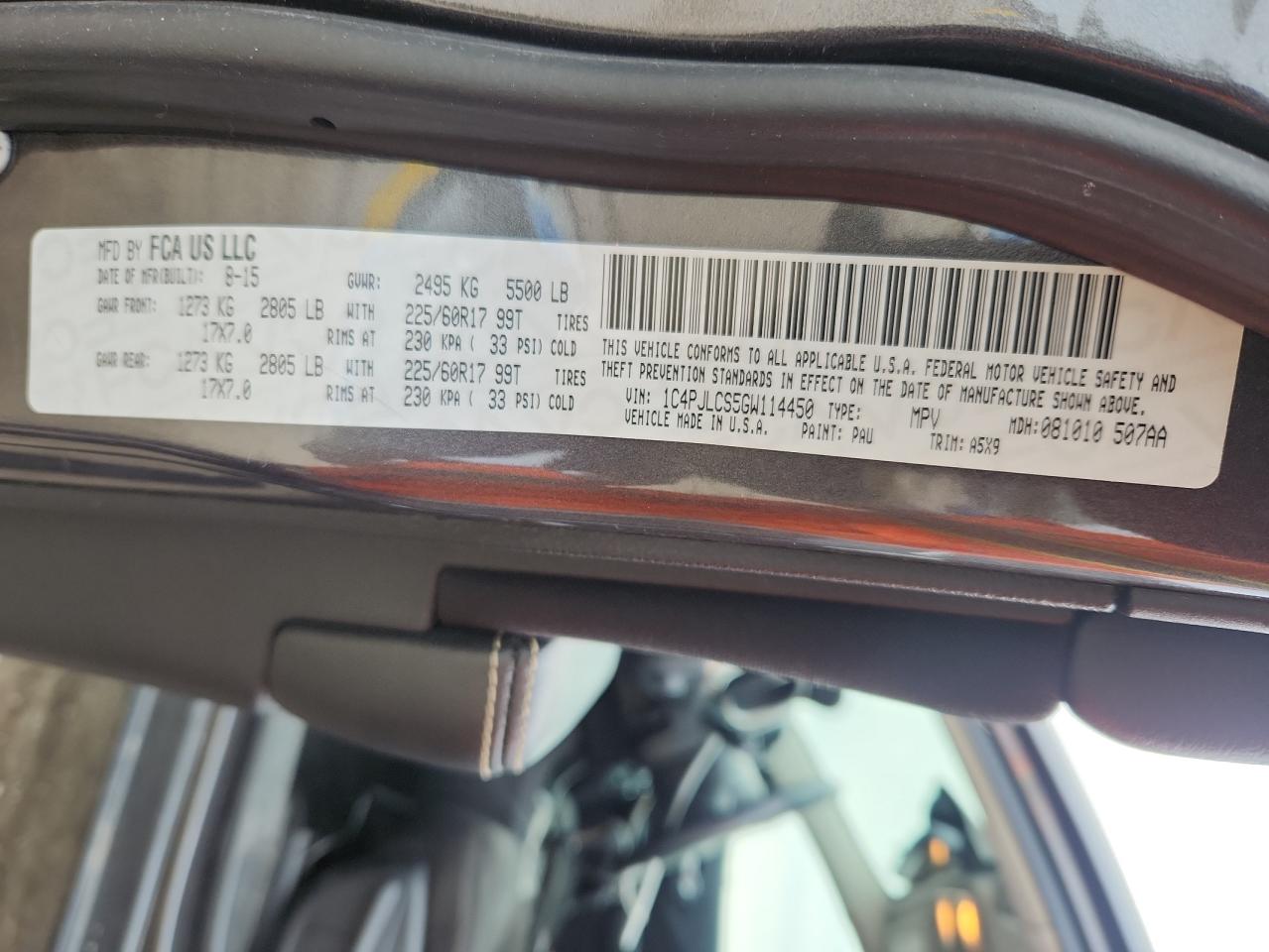 2016 Jeep Cherokee Latitude VIN: 1C4PJLCS5GW114450 Lot: 71704165