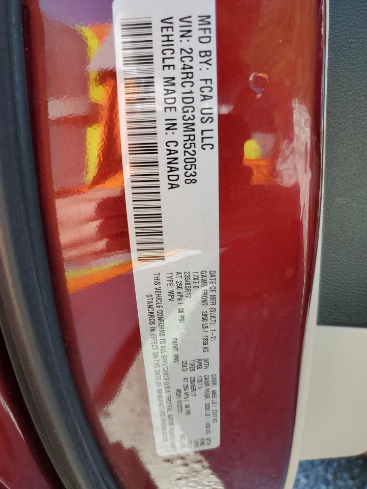 2021 Chrysler Voyager Lxi VIN: 2C4RC1DG3MR520538 Lot: 80344395