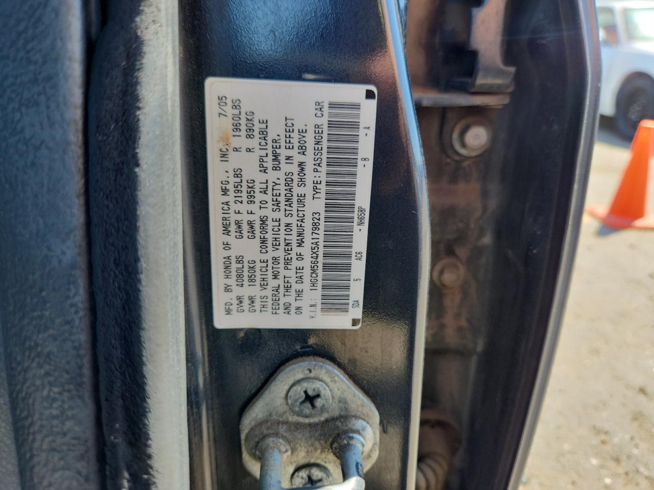 2005 Honda Accord Lx VIN: 1HGCM564X5A179823 Lot: 68762295