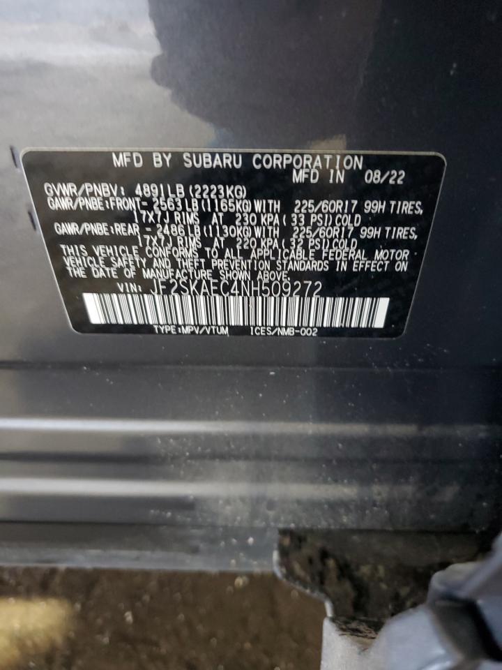 2022 Subaru Forester Premium VIN: JF2SKAEC4NH509272 Lot: 81003135