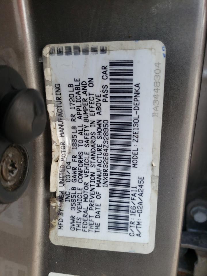 2004 Toyota Corolla Ce VIN: 1NXBR32E84Z328950 Lot: 71660935