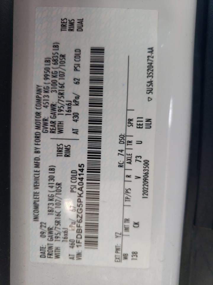 2023 Ford Transit T-350 Hd VIN: 1FDBF6ZG5PKA04145 Lot: 80473195