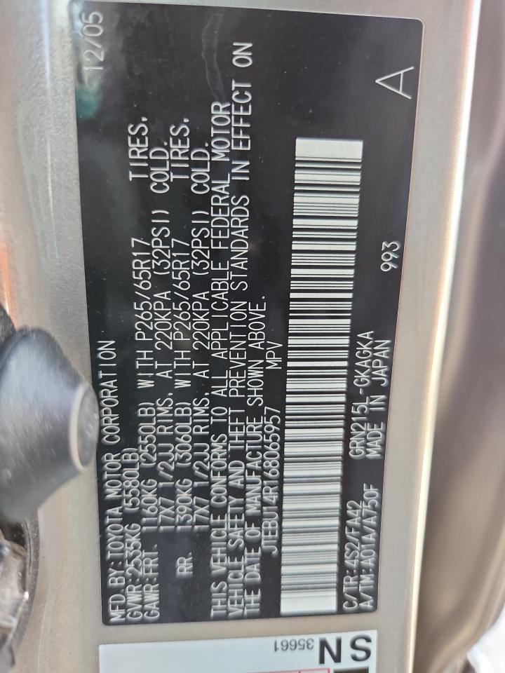 2006 Toyota 4Runner Sr5 VIN: JTEBU14R168065957 Lot: 80920575