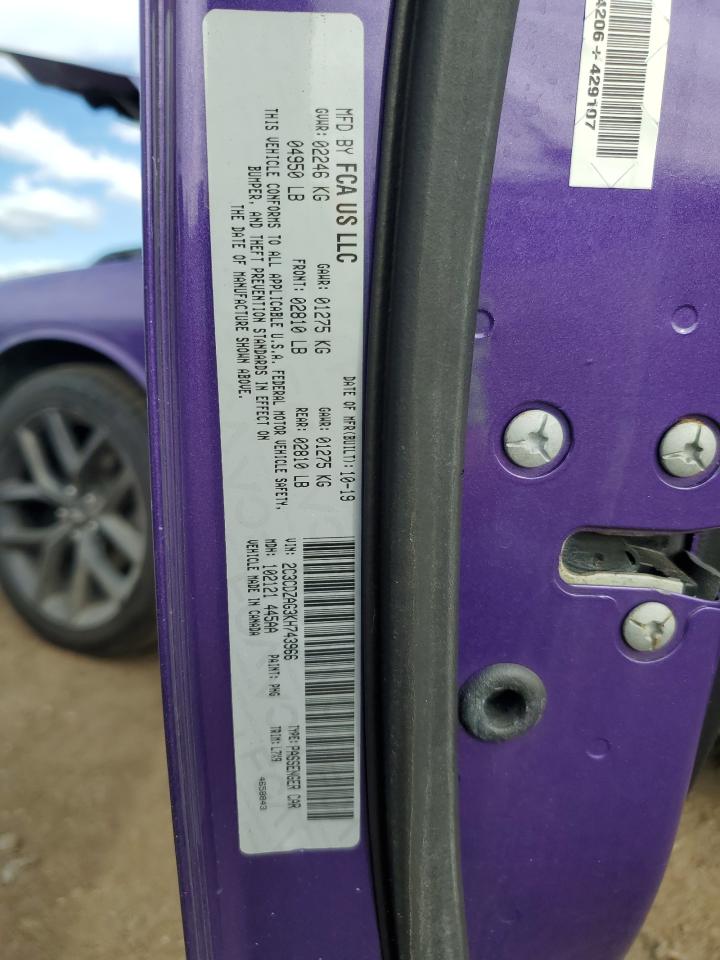 2019 Dodge Challenger Sxt VIN: 2C3CDZAG3KH743966 Lot: 81266255