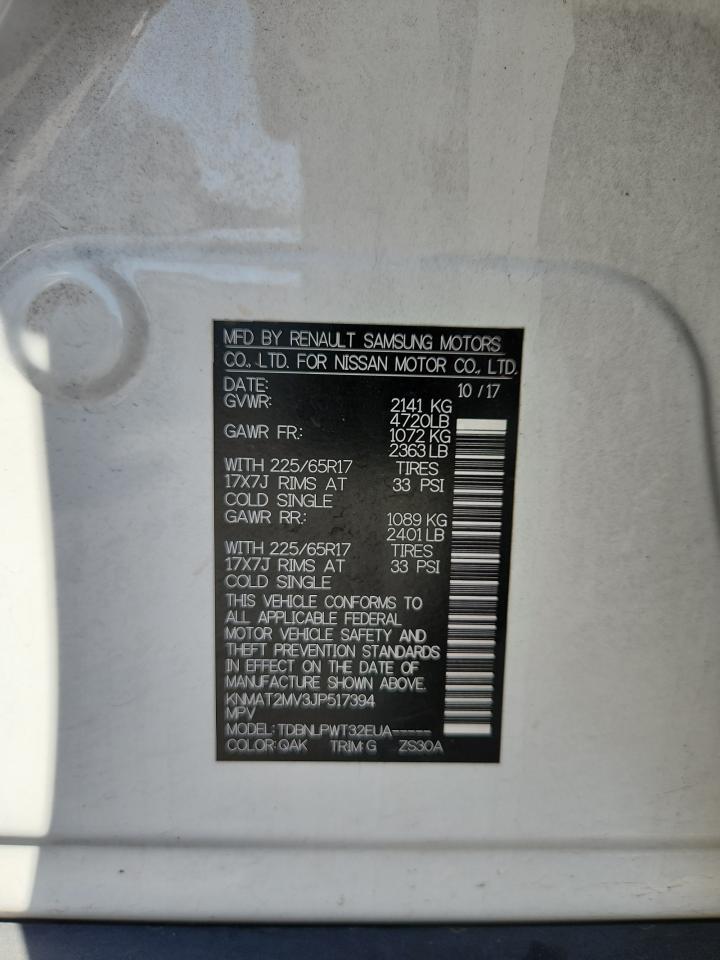 2018 Nissan Rogue S VIN: KNMAT2MV3JP517394 Lot: 71366715