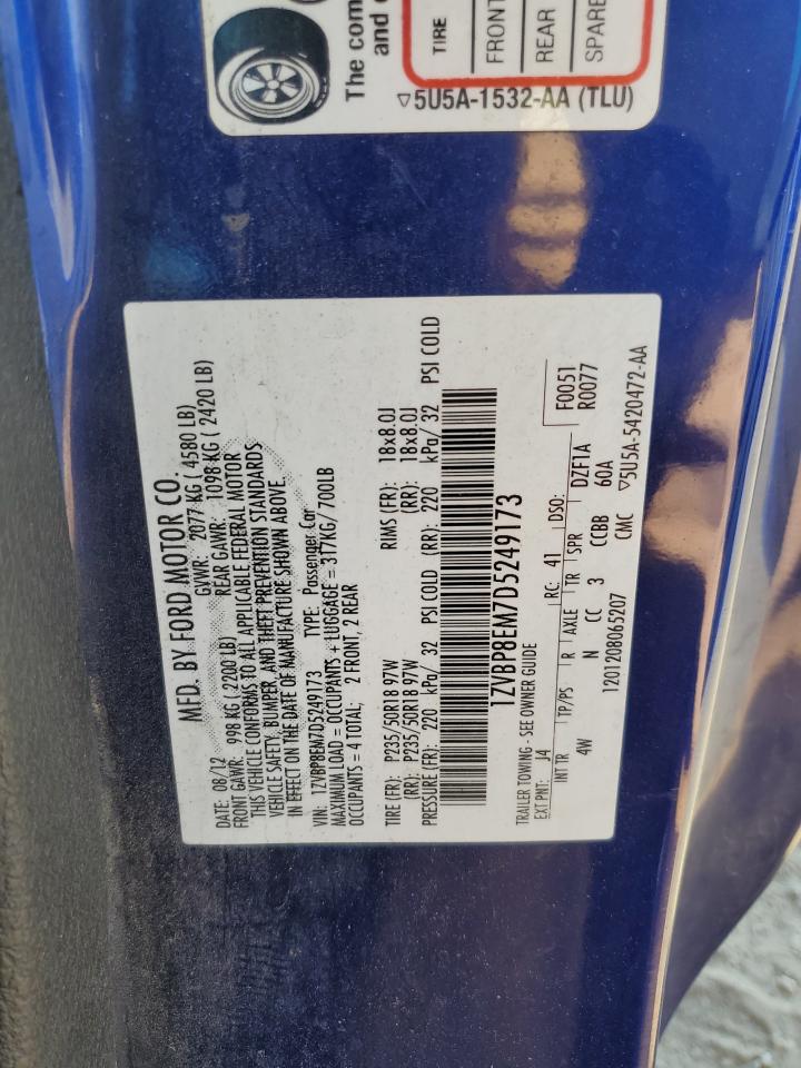 2013 Ford Mustang VIN: 1ZVBP8EM7D5249173 Lot: 80650365