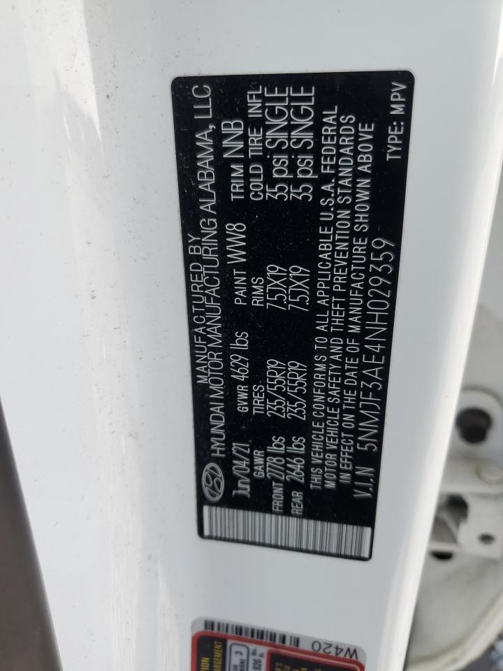 2022 Hyundai Tucson Sel VIN: 5NMJF3AE4NH029359 Lot: 80680965