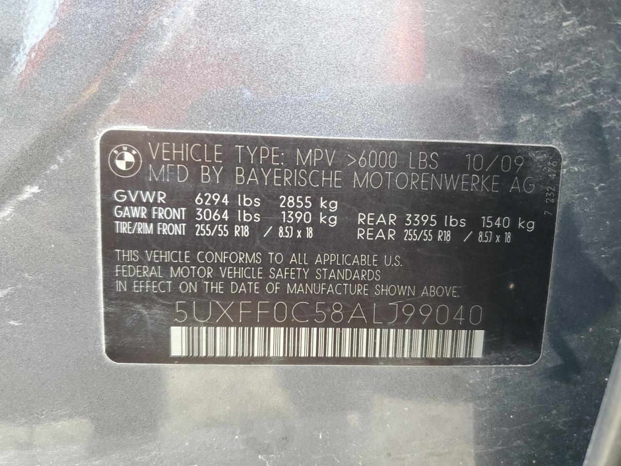 2010 BMW X5 xDrive35D VIN: 5UXFF0C58ALJ99040 Lot: 81046045