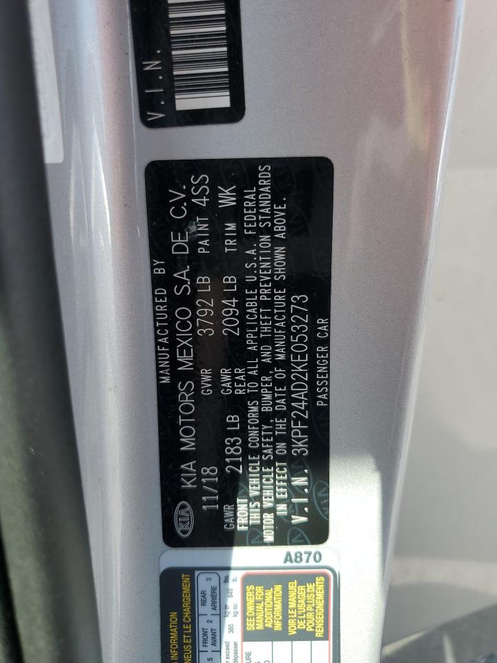 2019 Kia Forte Fe VIN: 3KPF24AD2KE053273 Lot: 80272195