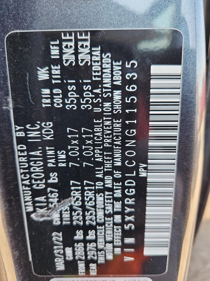 2022 Kia Sorento Lx VIN: 5XYRGDLC0NG115635 Lot: 71030395