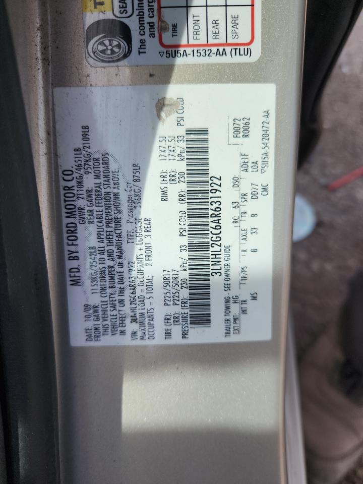 2010 Lincoln Mkz VIN: 3LNHL2GC6AR631922 Lot: 80408405