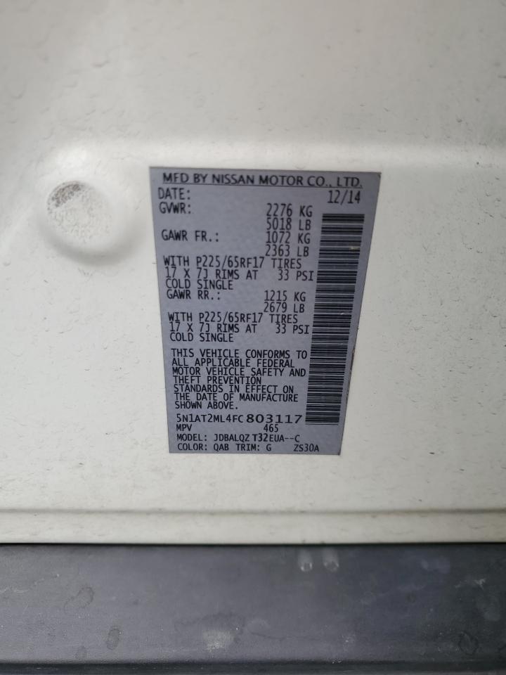 2015 Nissan Rogue S VIN: 5N1AT2ML4FC803117 Lot: 84299475