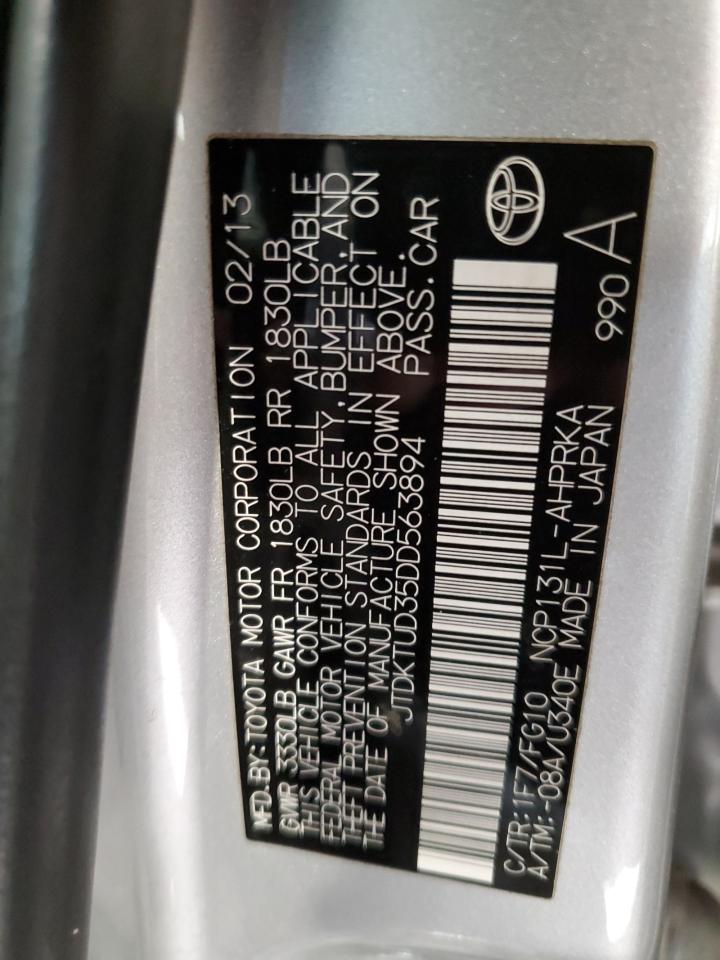 2013 Toyota Yaris VIN: JTDKTUD35DD563894 Lot: 80165835