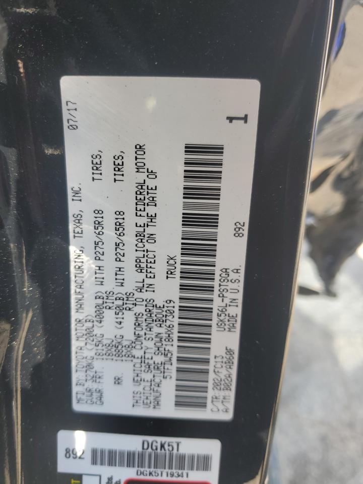 2017 Toyota Tundra Crewmax Sr5 VIN: 5TFDW5F18HX673019 Lot: 81116285