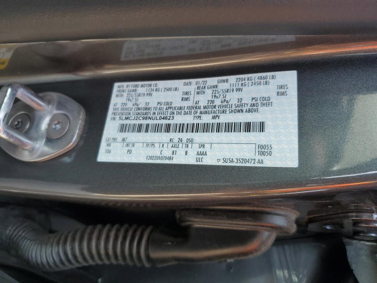 2022 Lincoln Corsair Reserve VIN: 5LMCJ2C98NUL04623 Lot: 80821895