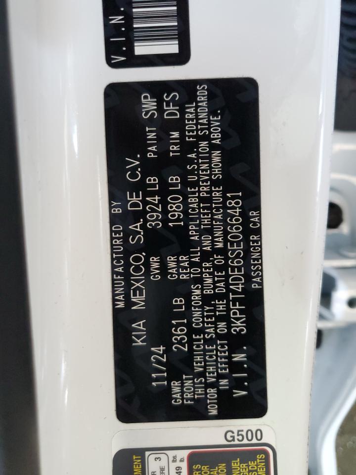 2025 Kia K4 Lx VIN: 3KPFT4DE6SE066481 Lot: 84015725