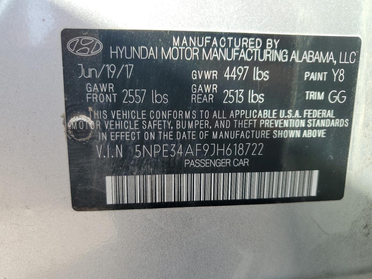 2018 Hyundai Sonata Sport VIN: 5NPE34AF9JH618722 Lot: 80902935