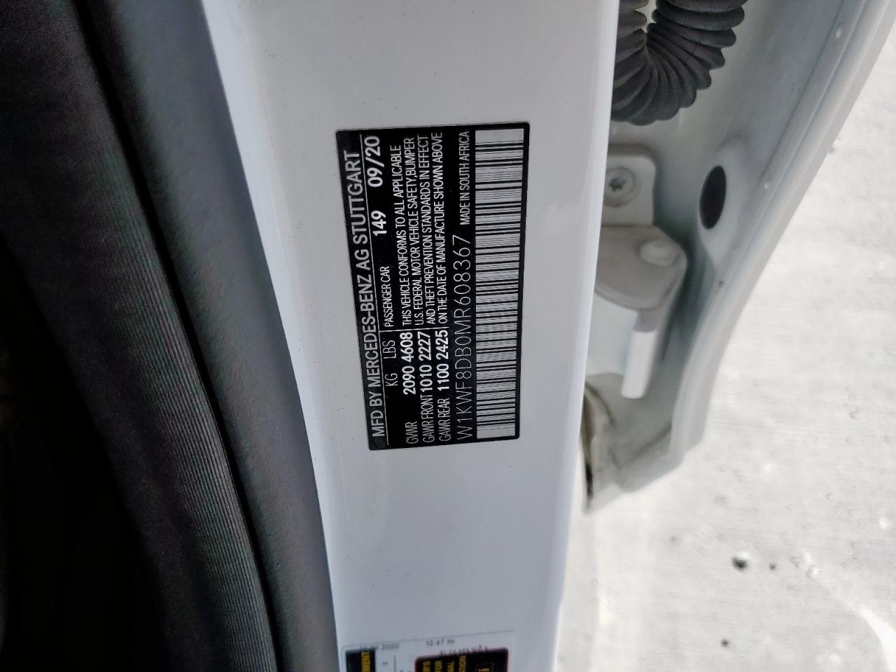 2021 Mercedes-Benz C 300 VIN: W1KWF8DB0MR608367 Lot: 81792235