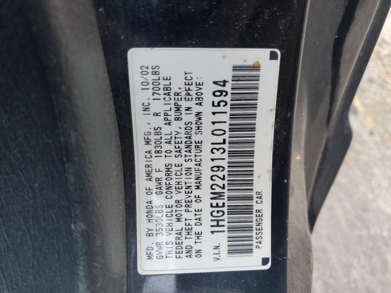 2003 Honda Civic Ex VIN: 1HGEM22913L011594 Lot: 71269955