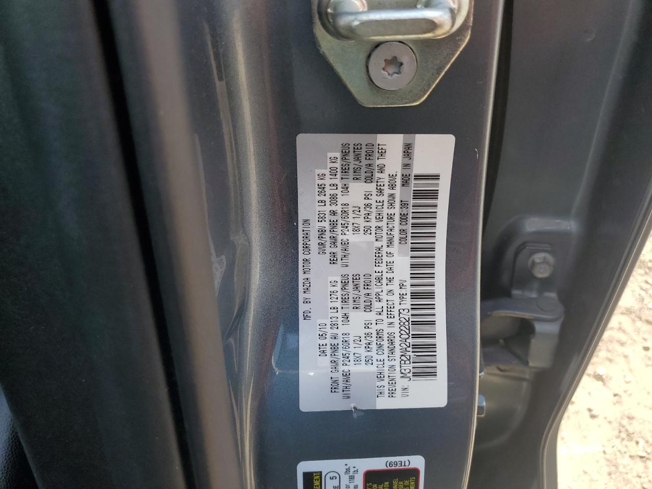 2010 Mazda Cx-9 VIN: JM3TB2MA2A0228273 Lot: 80212735
