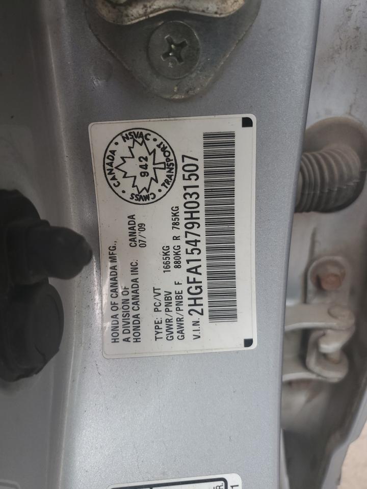 2009 Honda Civic Dx-G VIN: 2HGFA15479H031507 Lot: 83944975