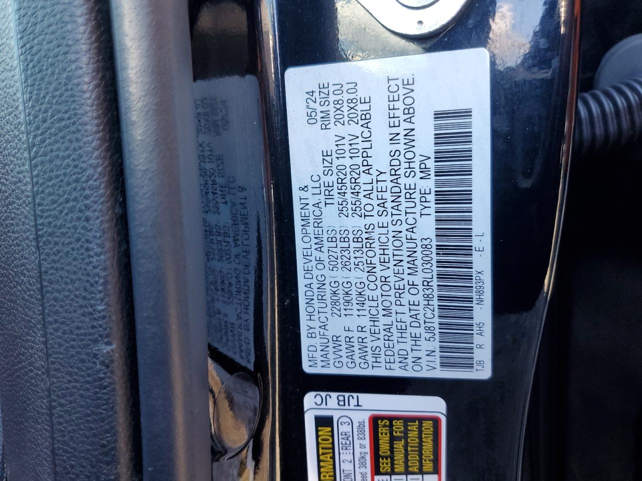 2024 Acura Rdx A-Spec Advance VIN: 5J8TC2H83RL030083 Lot: 70578305