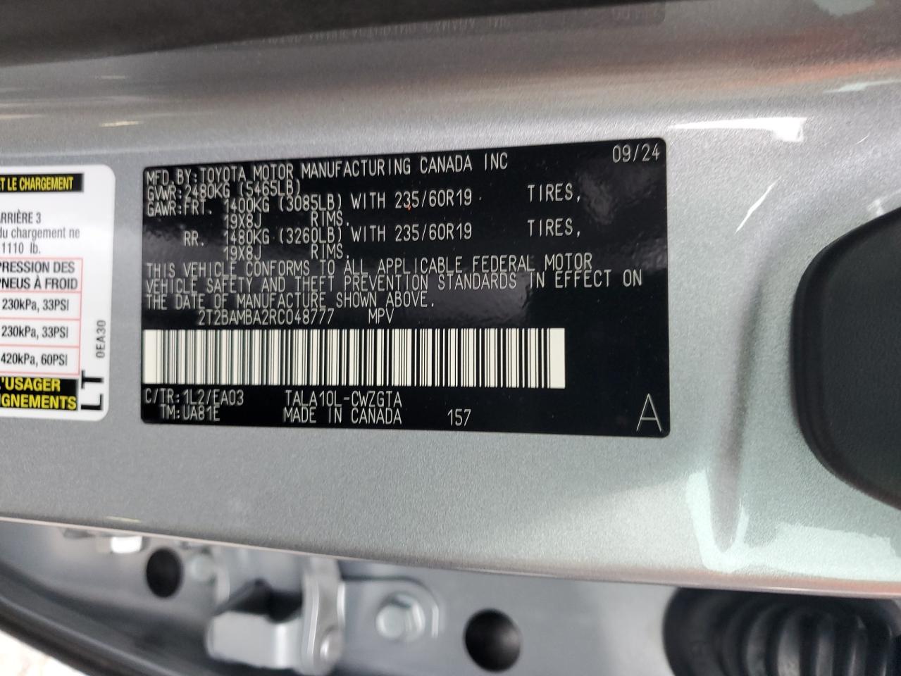 2024 Lexus Rx 350 Base VIN: 2T2BAMBA2RC048777 Lot: 81842815