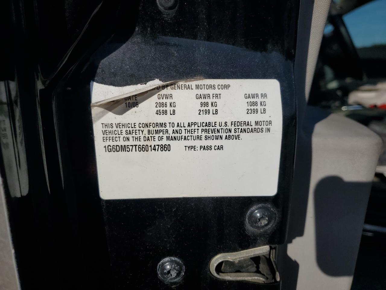 2006 Cadillac Cts VIN: 1G6DM57T660147860 Lot: 81112965