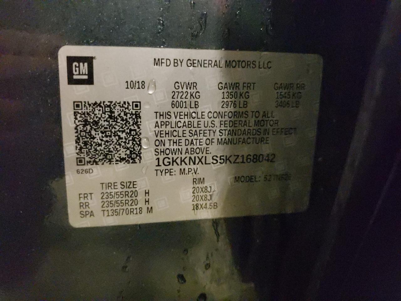 2019 GMC Acadia Denali VIN: 1GKKNXLS5KZ168042 Lot: 81499265