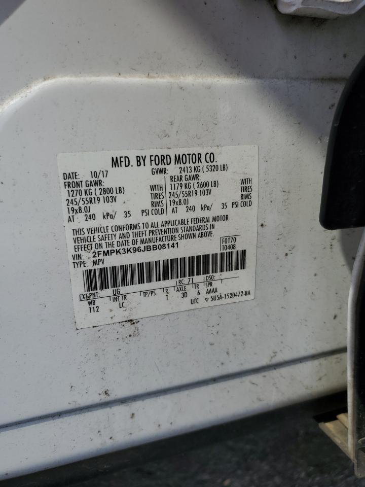 2018 Ford Edge Titanium VIN: 2FMPK3K96JBB08141 Lot: 80520375