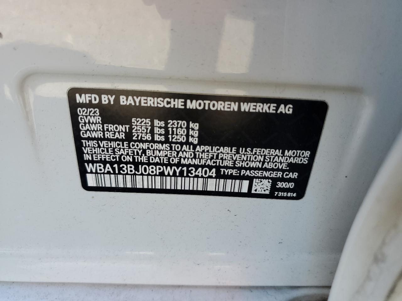 2023 BMW 530 Xi VIN: WBA13BJ08PWY13404 Lot: 71887015