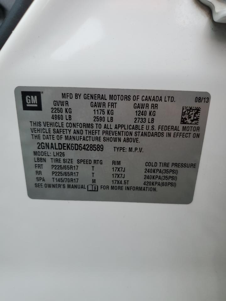 2013 Chevrolet Equinox Lt VIN: 2GNALDEK6D6428589 Lot: 81946735