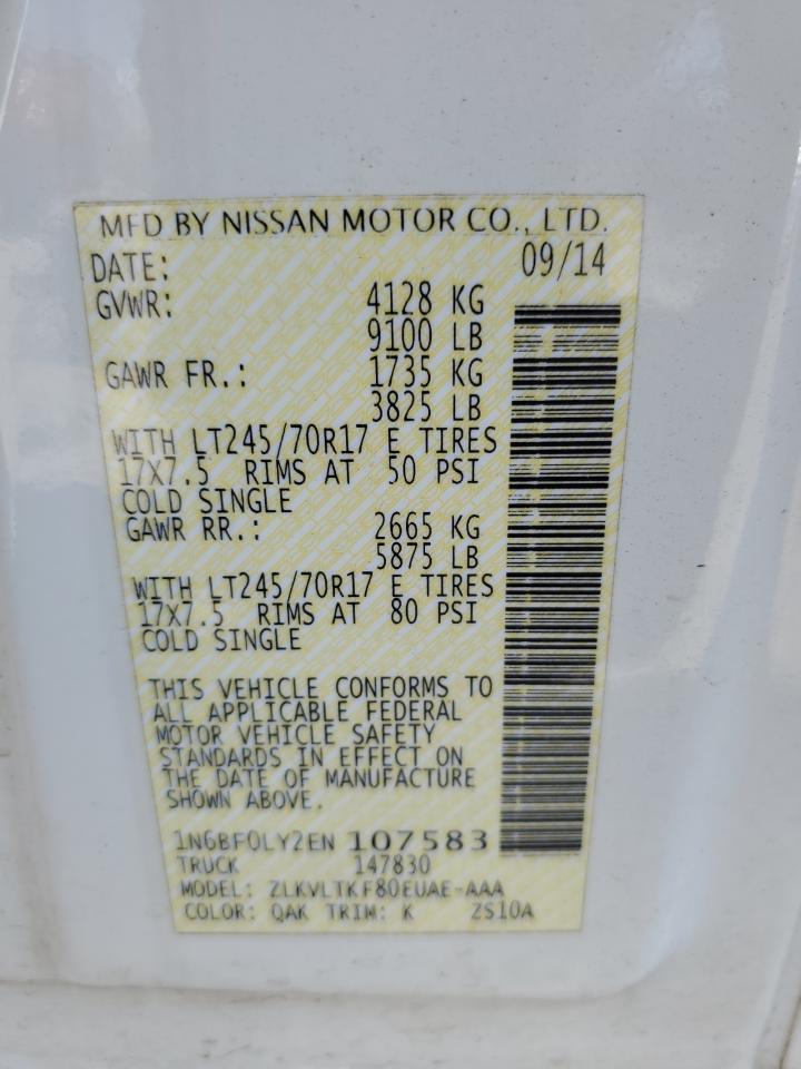 2014 Nissan Nv 2500 VIN: 1N6BF0LY2EN107583 Lot: 80466605