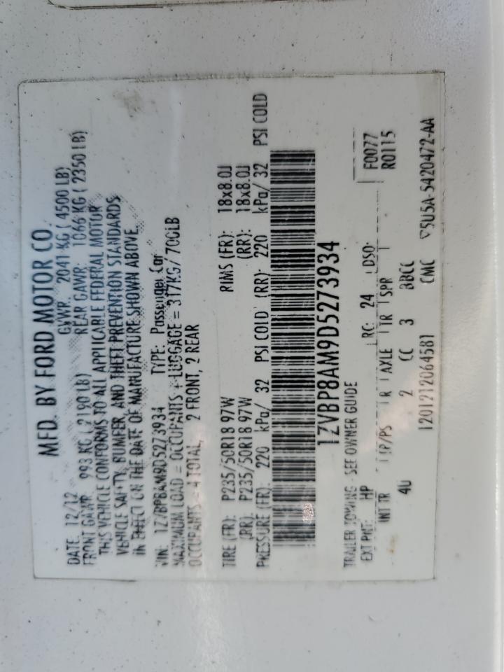 2013 Ford Mustang VIN: 1ZVBP8AM9D5273934 Lot: 71101715