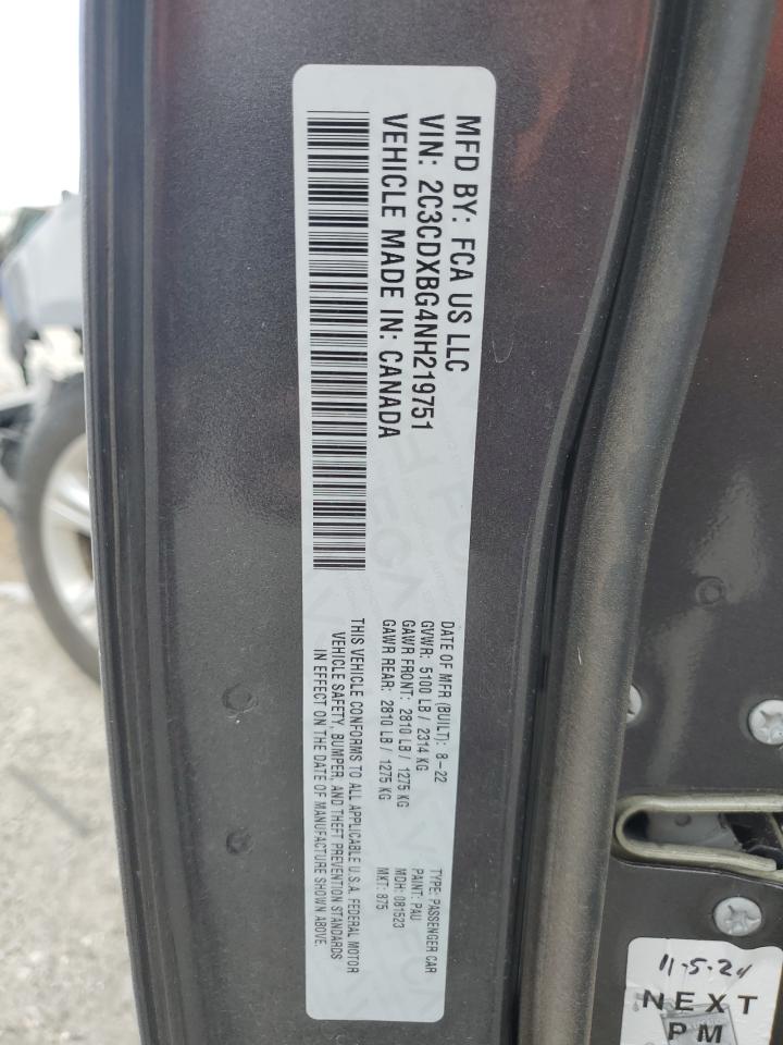 2022 Dodge Charger Sxt VIN: 2C3CDXBG4NH219751 Lot: 80413295