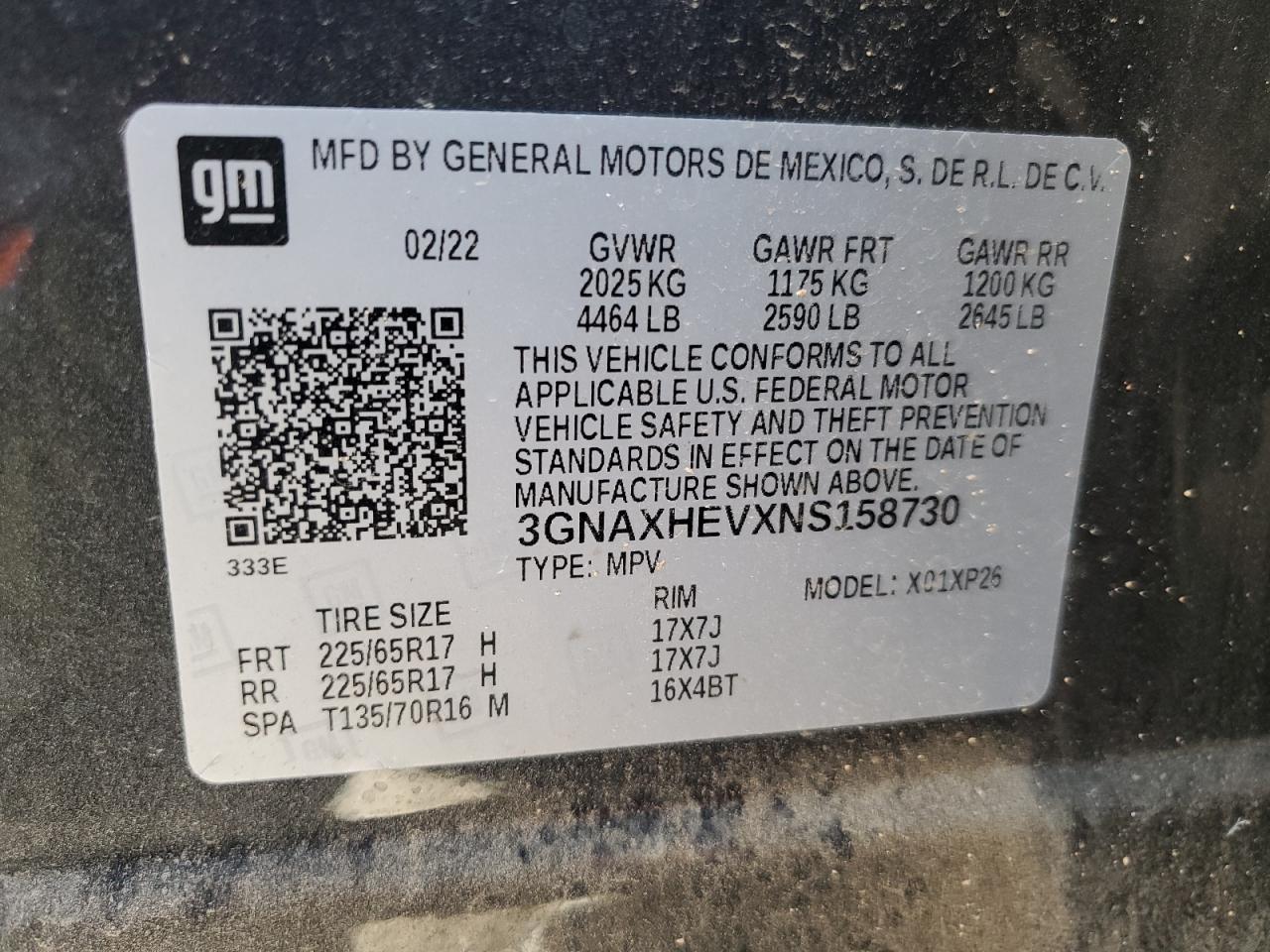 2022 Chevrolet Equinox Ls VIN: 3GNAXHEVXNS158730 Lot: 84274555