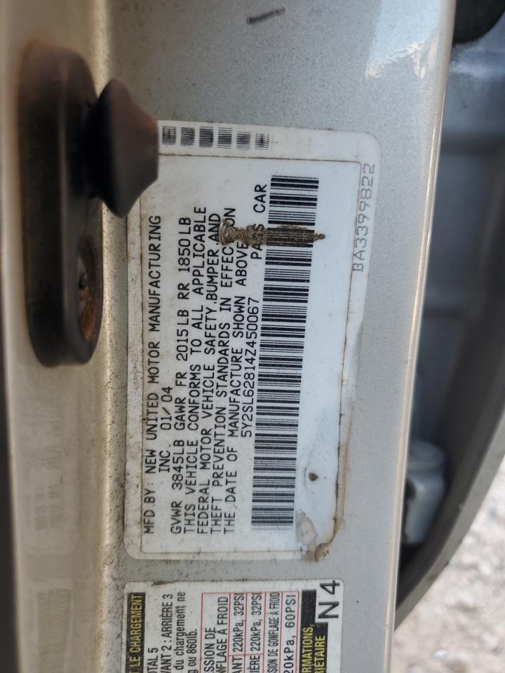 2004 Pontiac Vibe VIN: 5Y2SL62814Z450067 Lot: 80362445