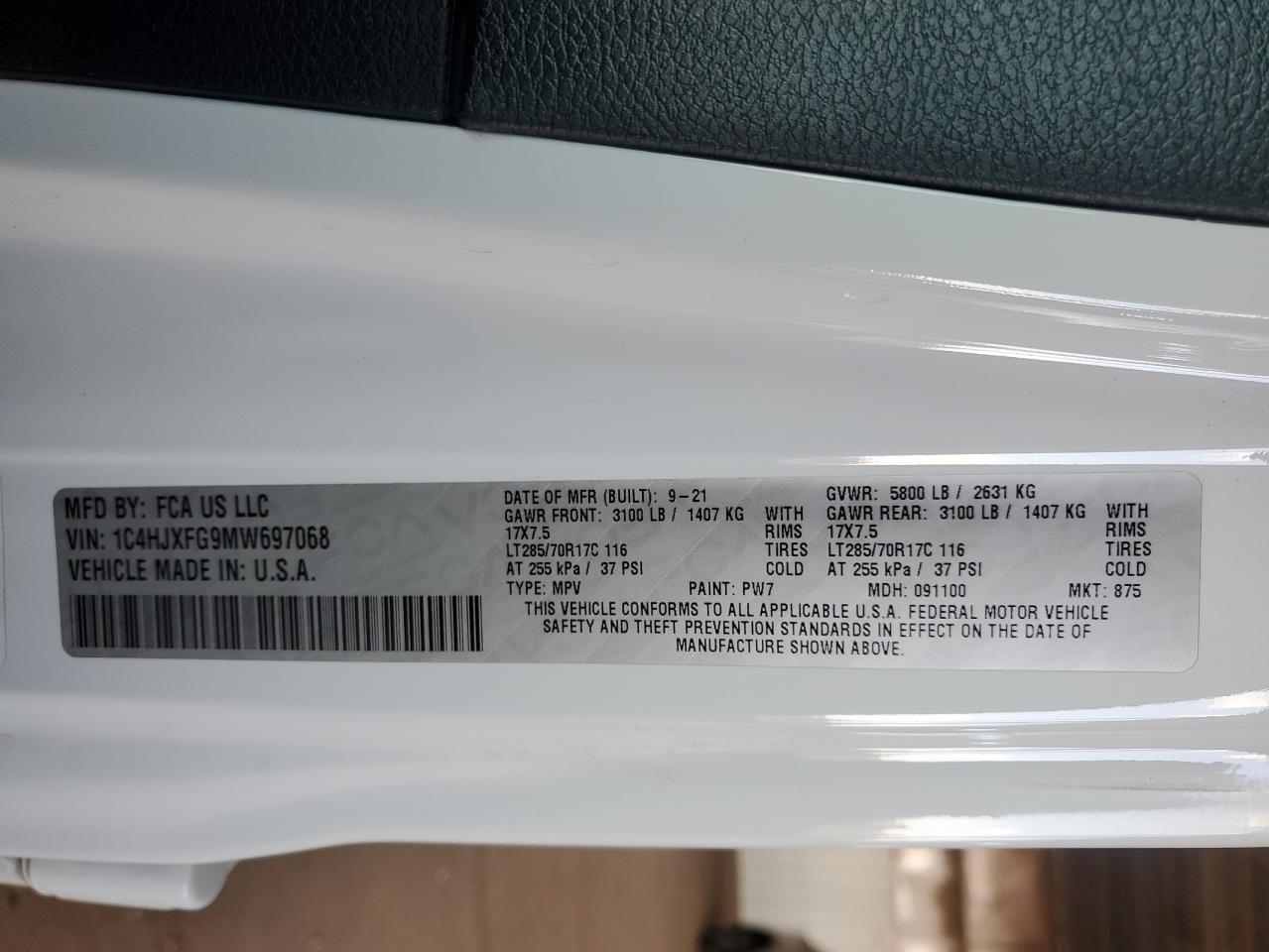 2021 Jeep Wrangler Unlimited Rubicon VIN: 1C4HJXFG9MW697068 Lot: 80227865